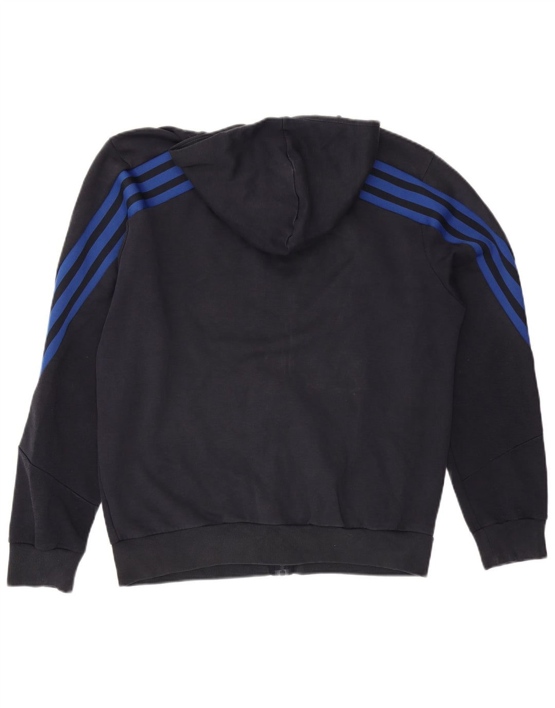 Adidas Mens Zip Hoodie Sweater Large Navy Blue Cotton