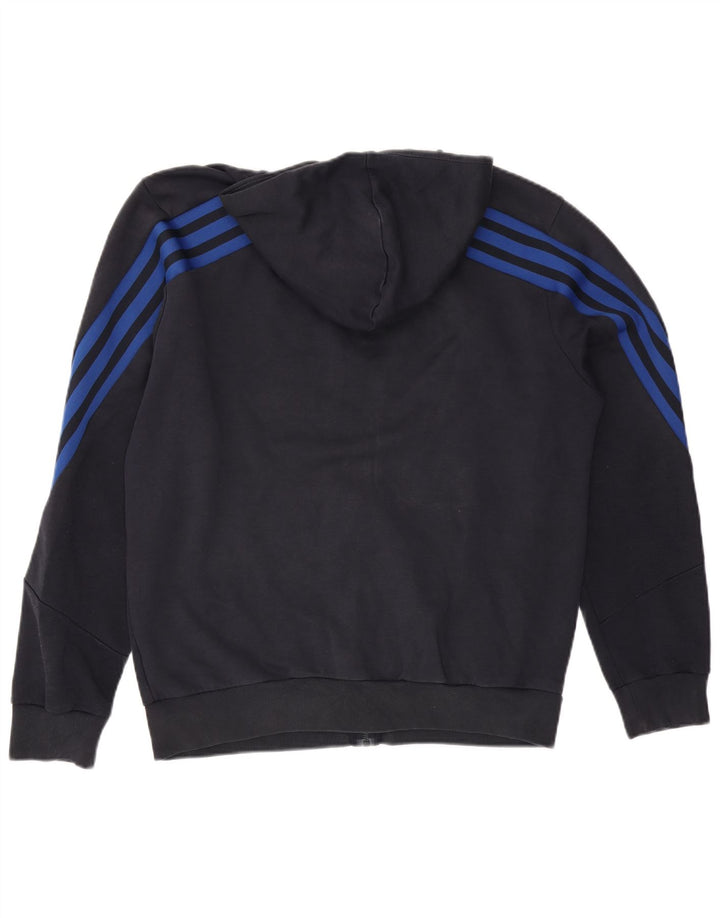 Adidas Mens Zip Hoodie Sweater Large Navy Blue Cotton