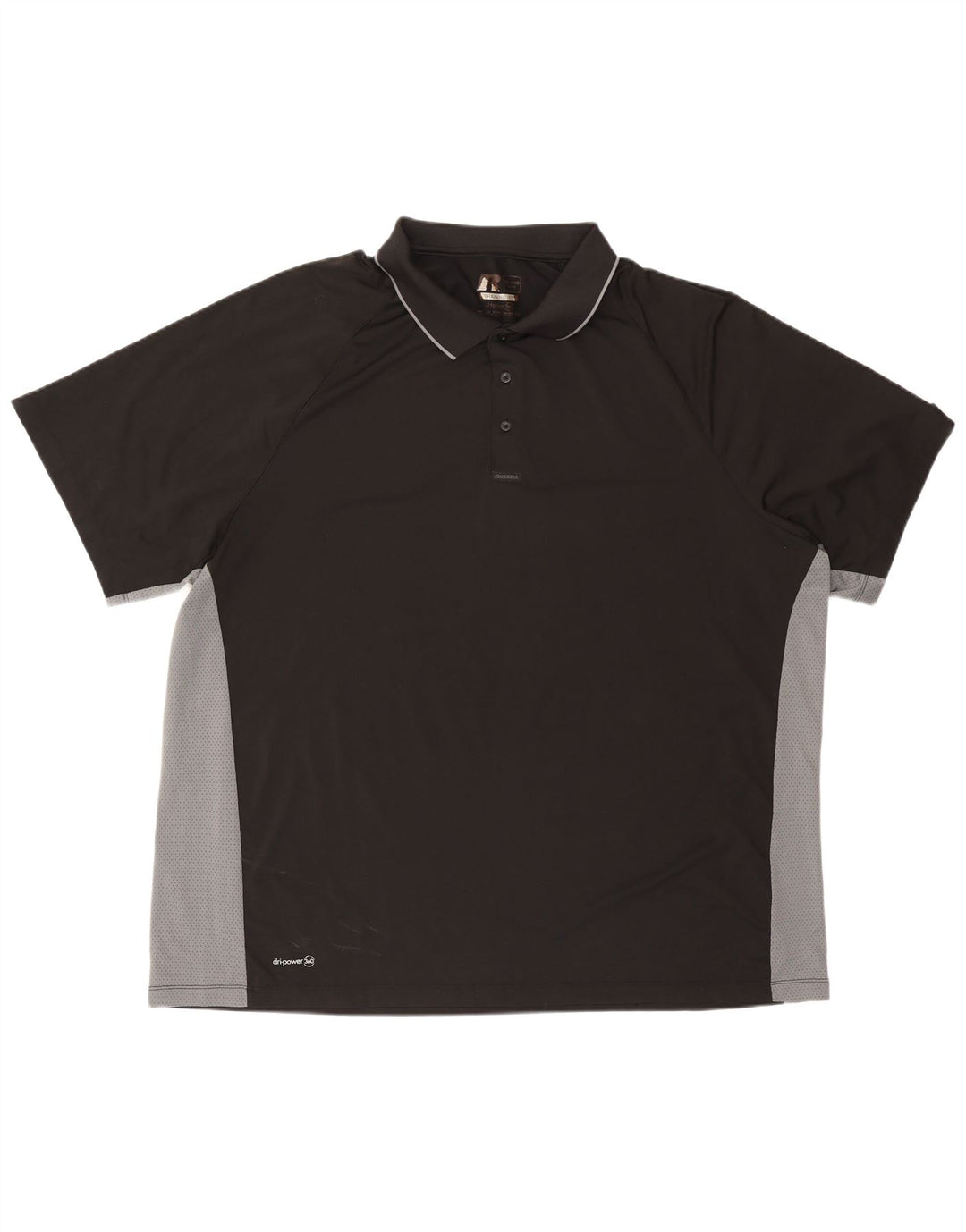 RUSSELL ATHLETIC Mens Dri-Power Polo Shirt UK 54/56 3XL Black Colourblock