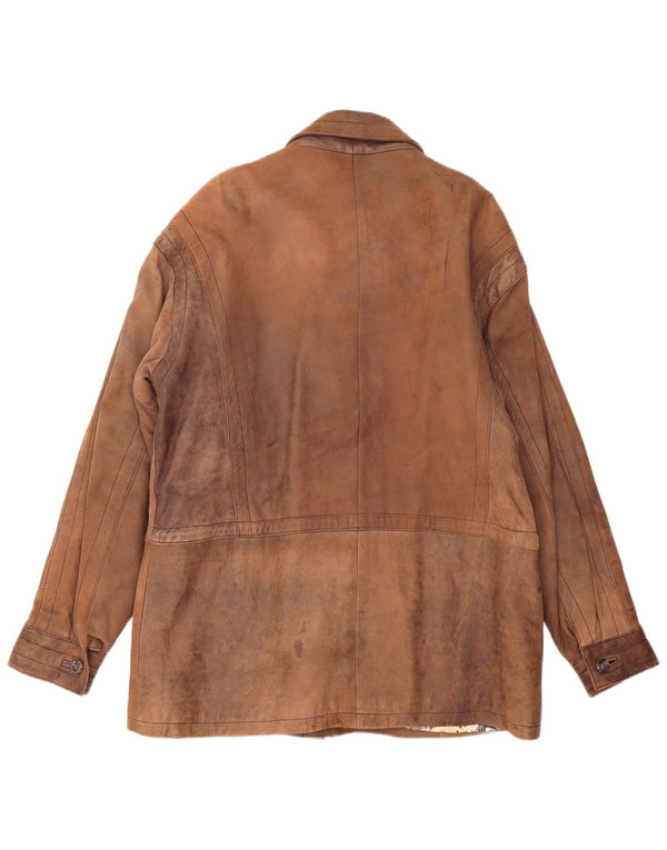 PIERCE ARROW Mens Leather Coat EU 54 2XL Brown