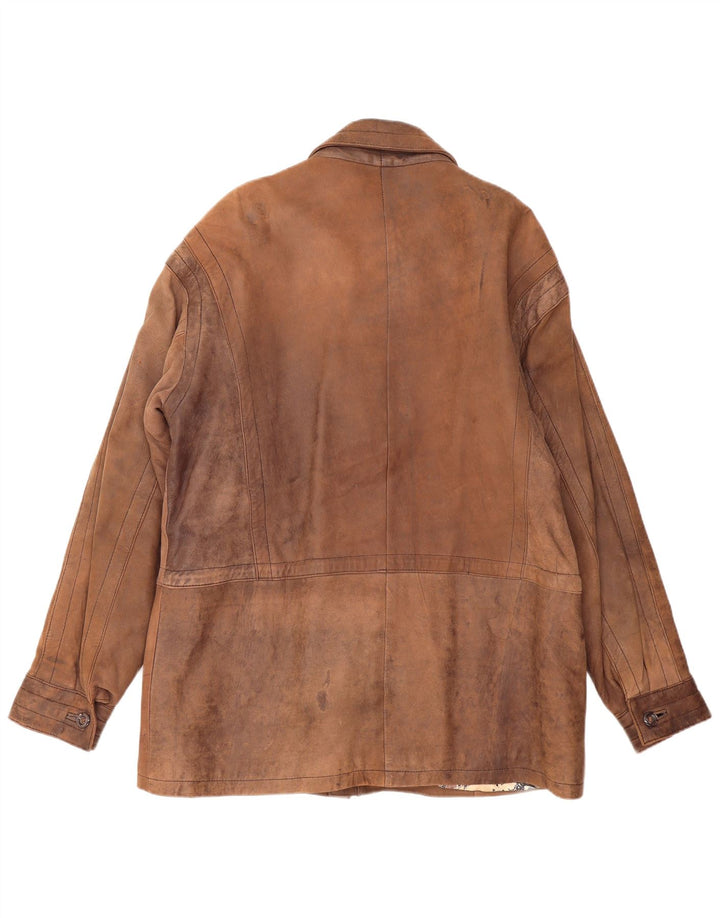 PIERCE ARROW Mens Leather Coat EU 54 2XL Brown
