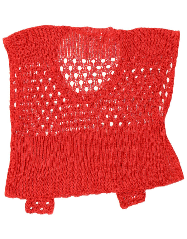 Vintage Womens Oversized Crop Top UK 2 2XS Red