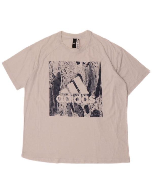 Adidas Womens Oversized Graphic T-Shirt Top UK 20/22 XL White Polyester