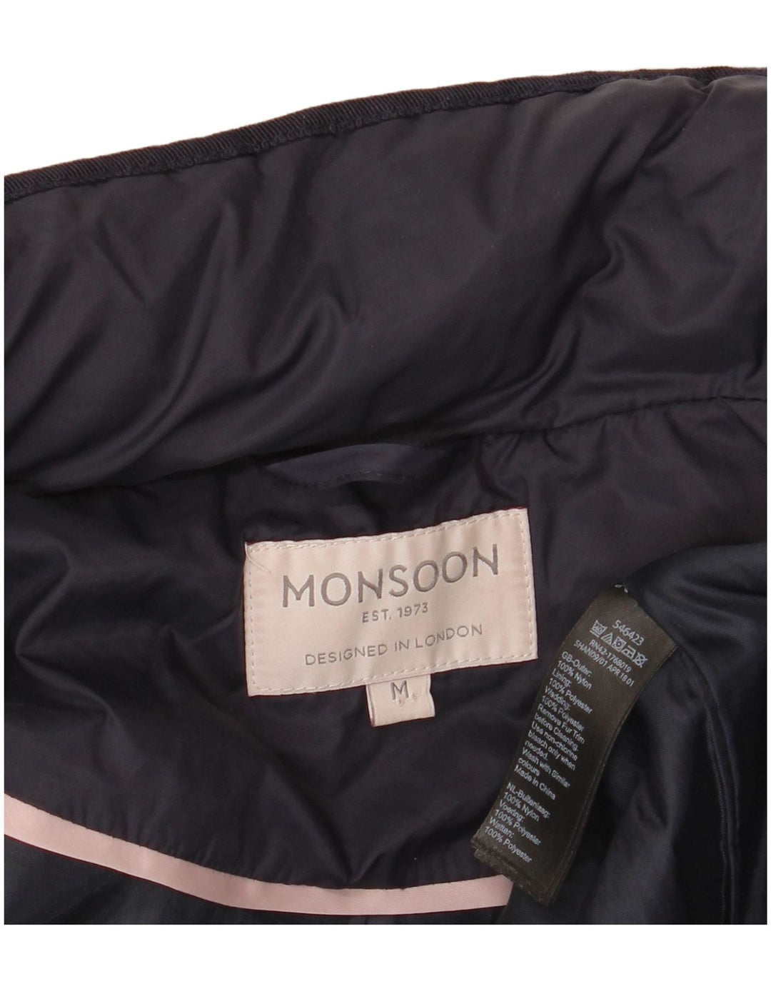 Monsoon Womens Padded Coat UK 14 Medium Navy Blue Nylon