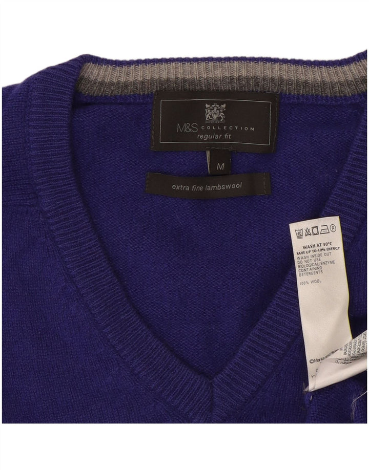Marks & Spencer Mens Regular Fit Jumper Sweater Medium Purple Wool