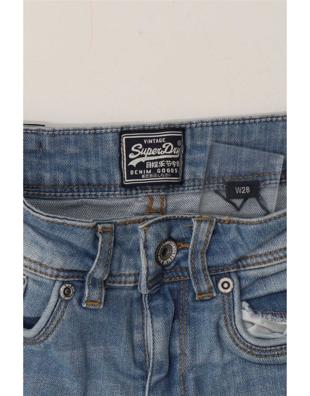 Superdry Womens Distressed Denim Shorts W28 Medium Blue