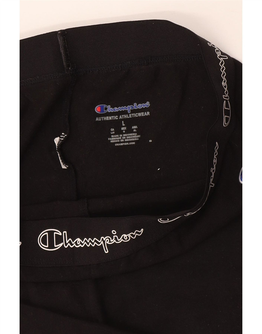 CHAMPION Womens Graphic Sport Shorts UK 16 Large  Black