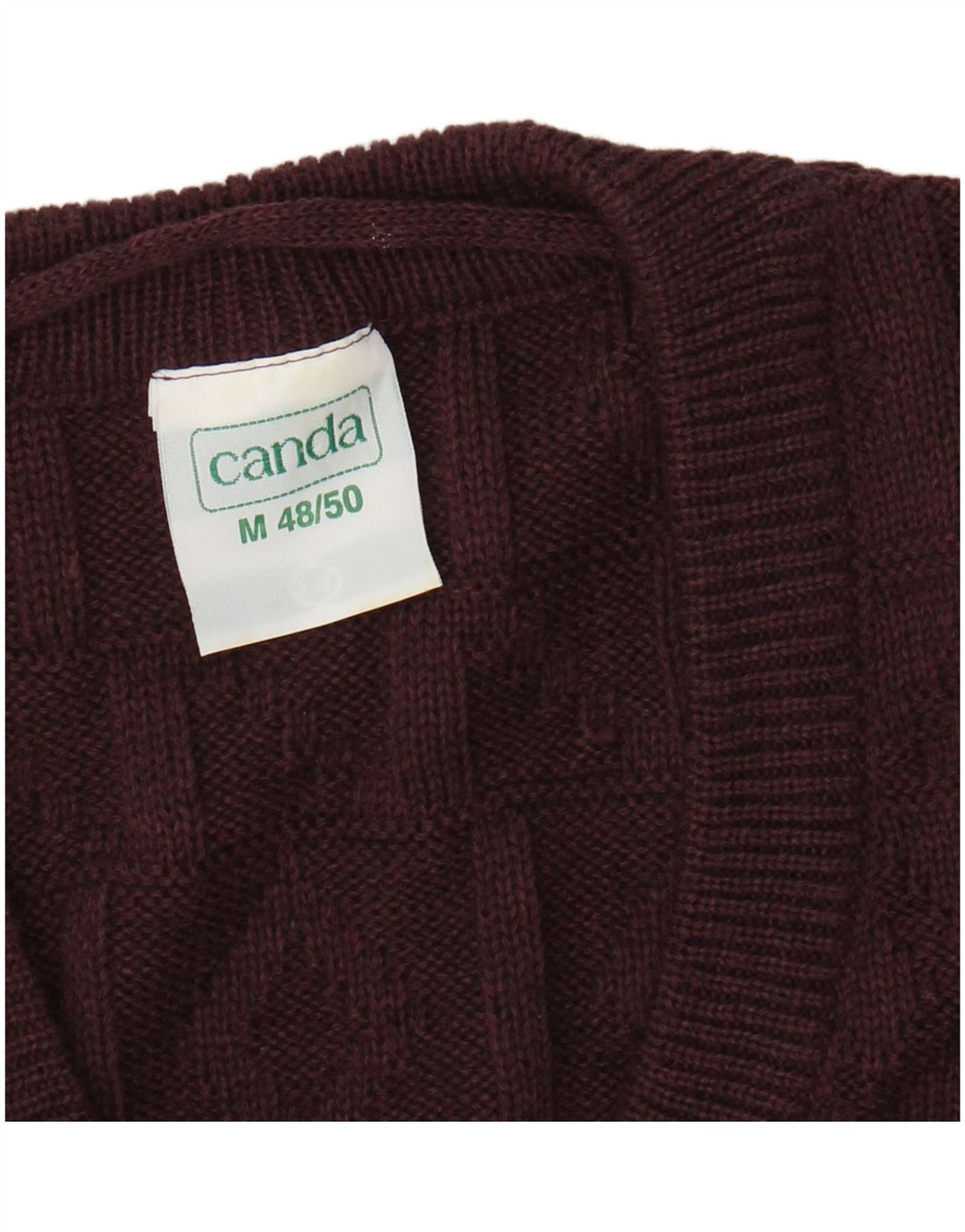 CANDA Mens Vest Tank Top EU 48/50 Medium Burgundy Argyle/Diamond Acrylic