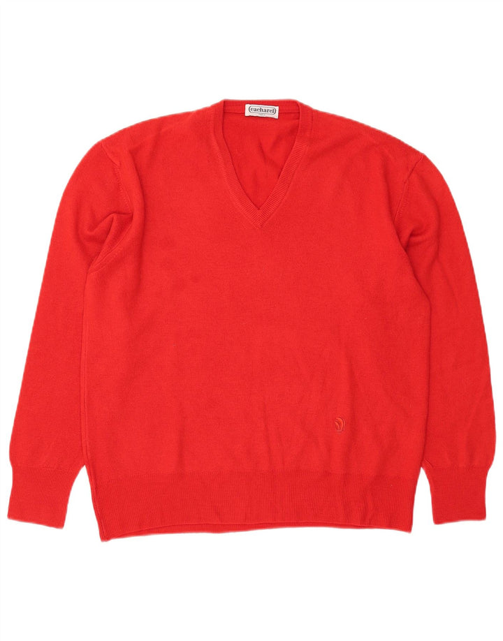 Cacharel Womens V-Neck Jumper Sweater IT 48 XL Red Wool