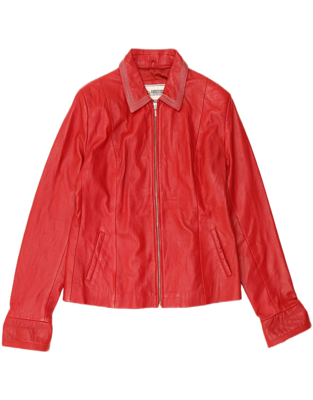 Vintage Womens Leather Jacket UK 24 4XL Red