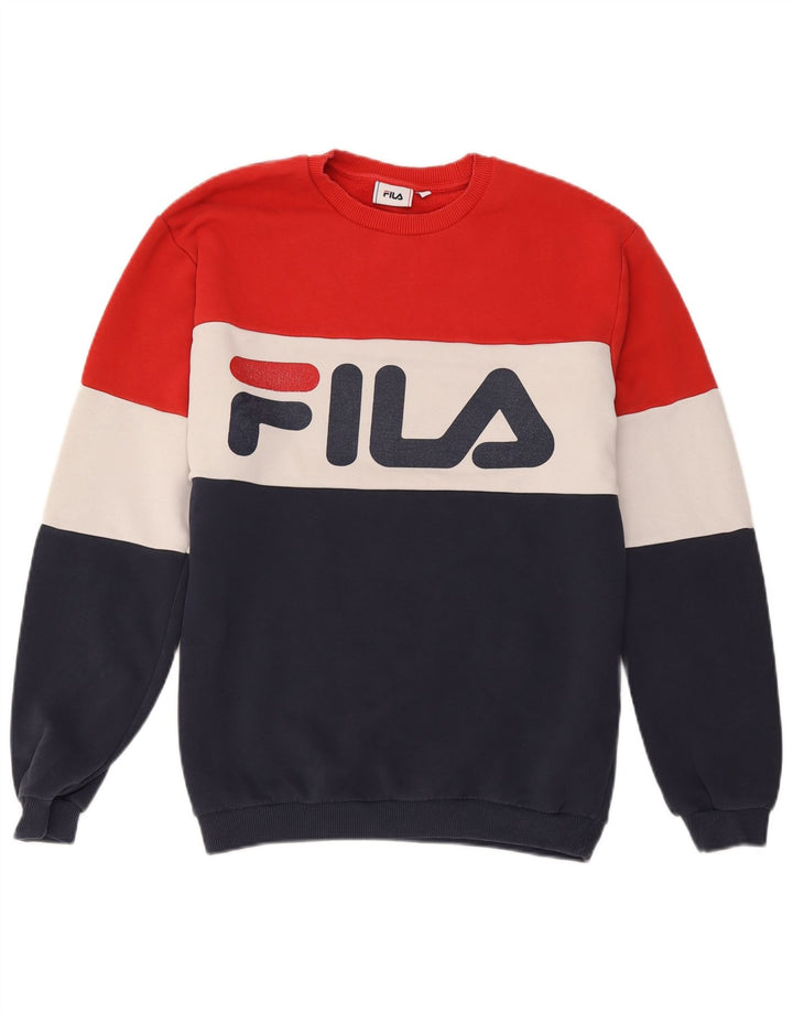 Fila Mens Graphic Sweatshirt Jumper Medium Multicoloured Colourblock Cotton