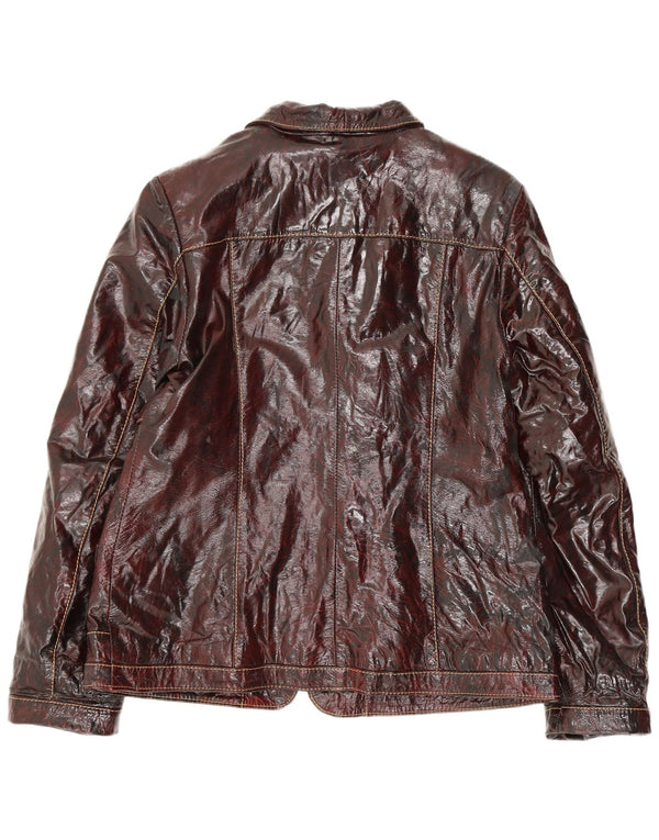 Vintage Womens Faux Leather Bomber Jacket UK 24 4XL Burgundy
