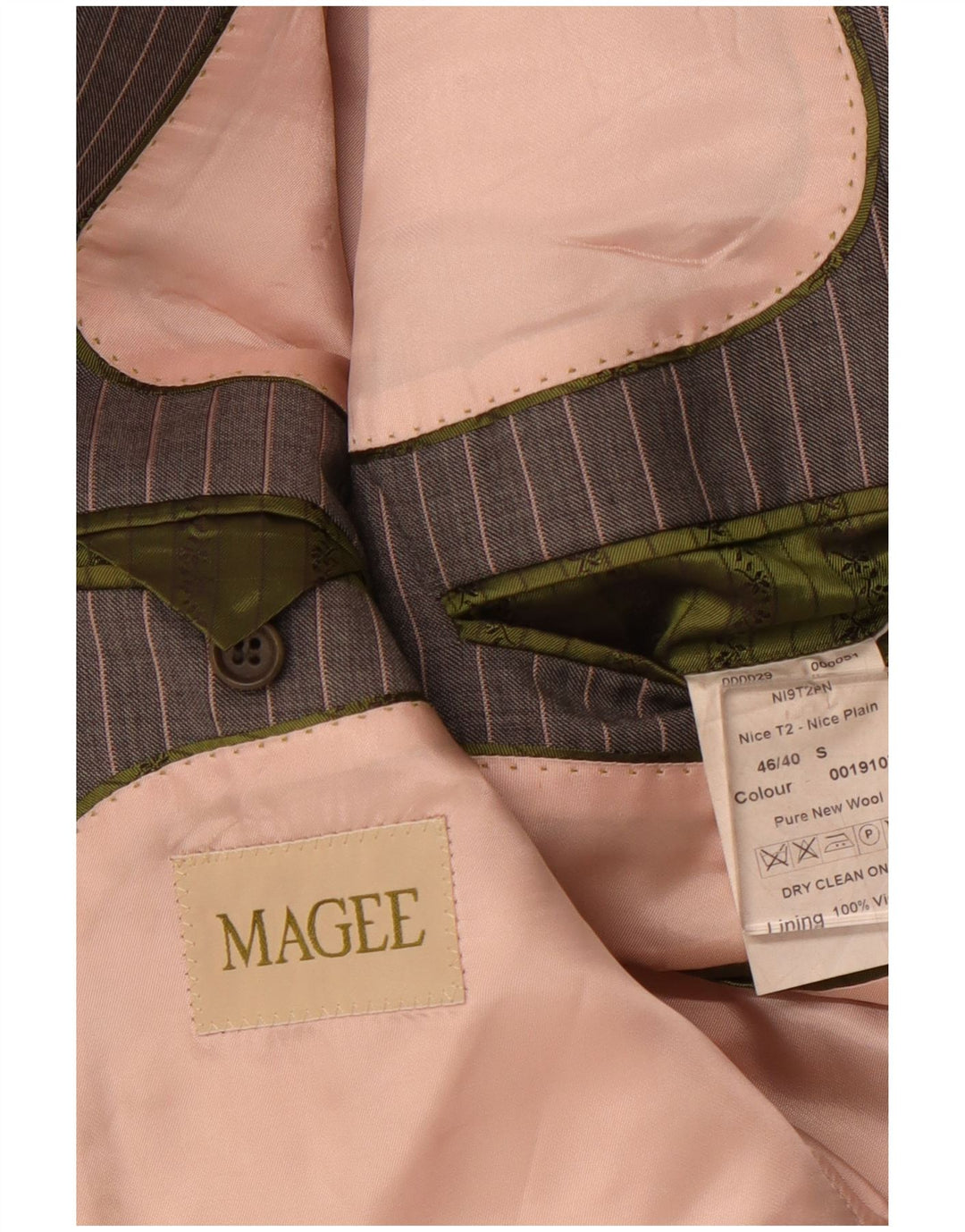 Magee Mens 2 Button Blazer Jacket IT 46 Small Grey Pinstripe New Wool