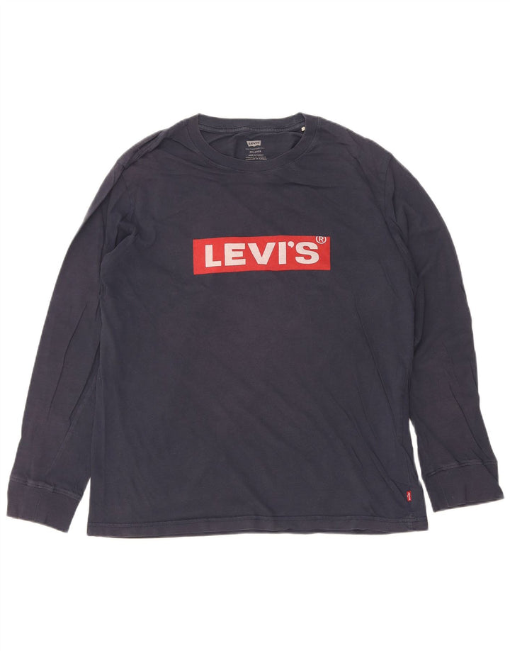 Levi's Mens Relaxed Graphic Top Long Sleeve Small Navy Blue Cotton