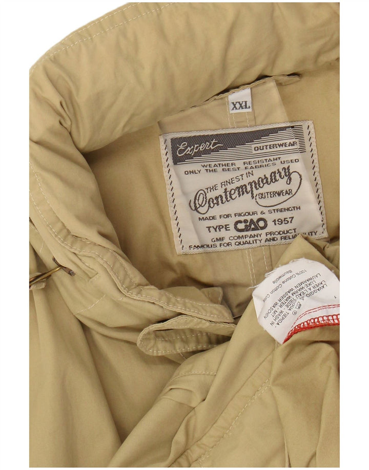 CIAO Mens Hooded Utility Jacket UK 44 2XL Beige Cotton