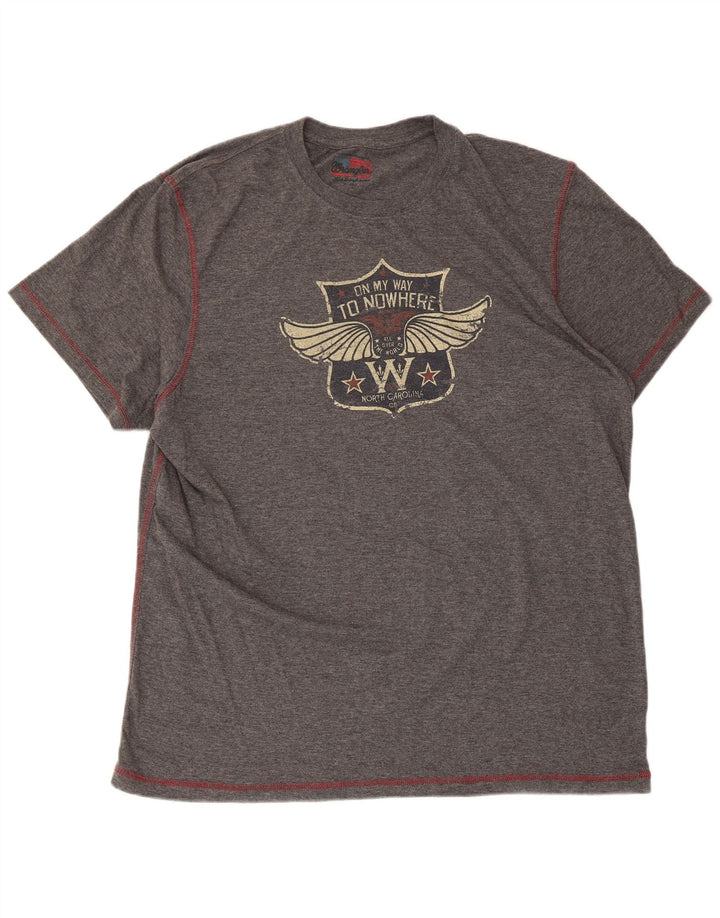 Wrangler Mens Graphic T-Shirt Top XL Grey Polyester