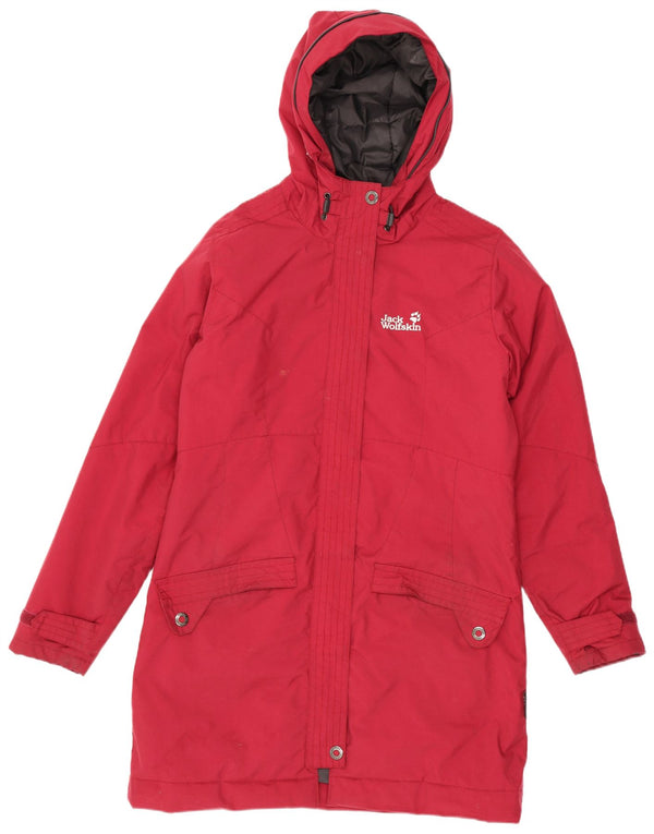Jack Wolfskin Womens Hooded Windbreaker Coat UK 10 Small Red Polyester
