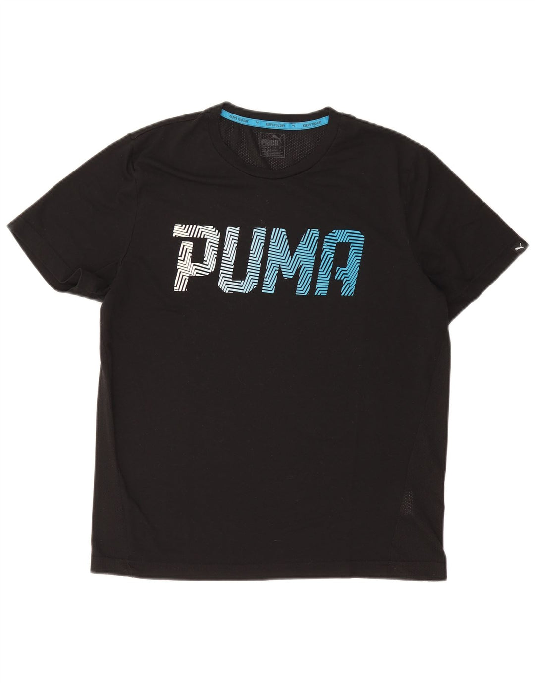 Puma Mens Graphic T-Shirt Top Medium Black Polyester
