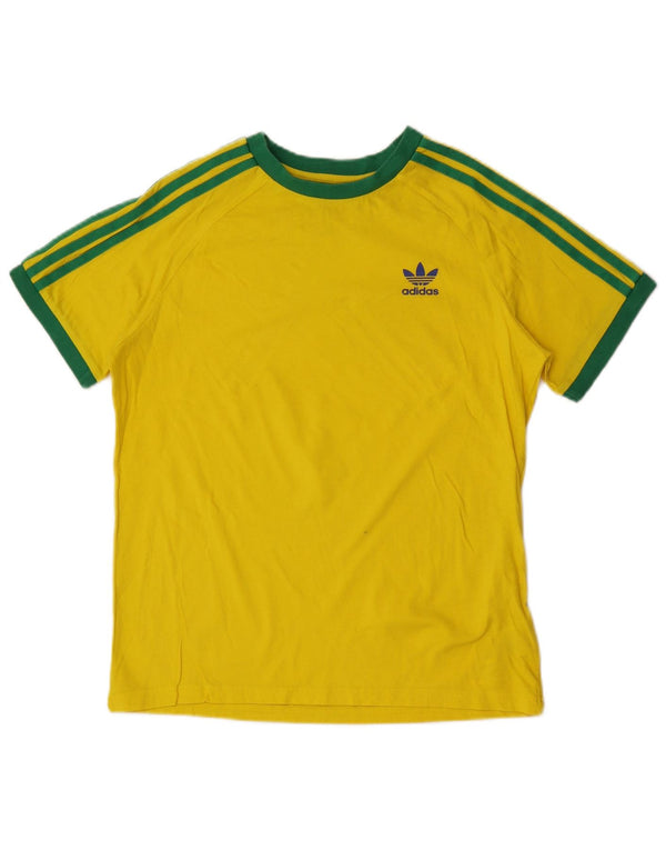 Adidas Boys T-Shirt Top 13-14 Years Yellow Cotton