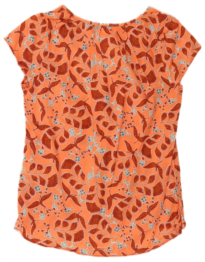 White Stuff Womens Blouse Top UK 8 Small Orange Floral Cotton