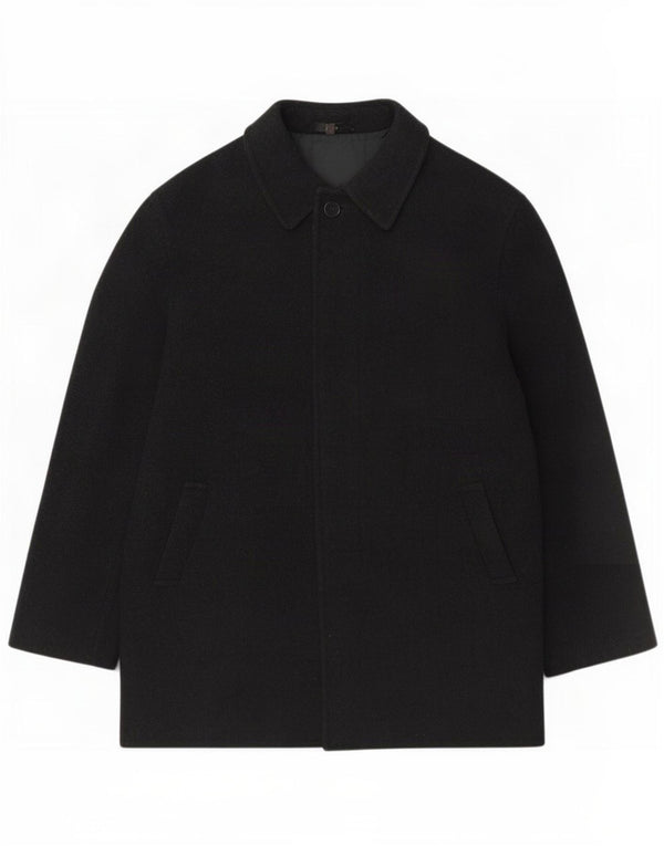 Zara Mens Overcoat UK 42 XL Black Wool