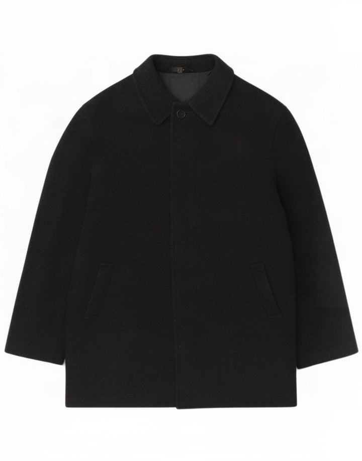 Zara Mens Overcoat UK 42 XL Black Wool