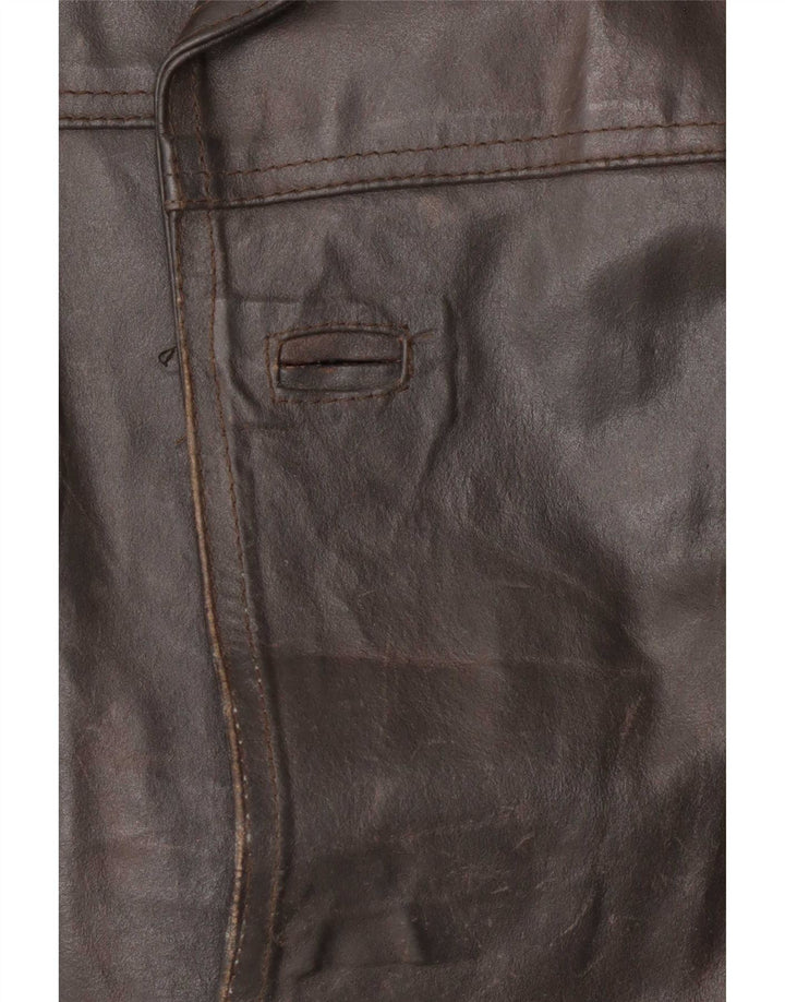 Bayside Mens Leather Jacket UK 38 Medium Brown