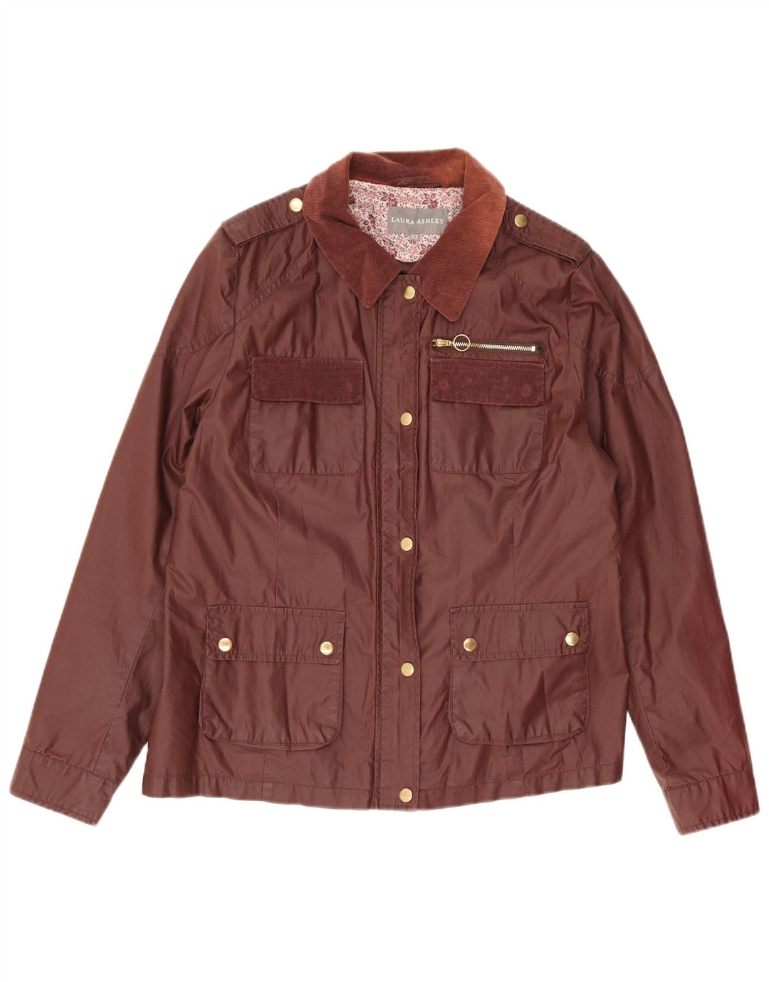 Laura Ashley Womens Utility Jacket UK 16 Large Brown Cotton