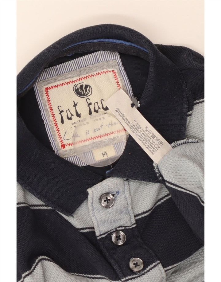 FAT FACE Mens Polo Shirt Medium Navy Blue Striped Cotton