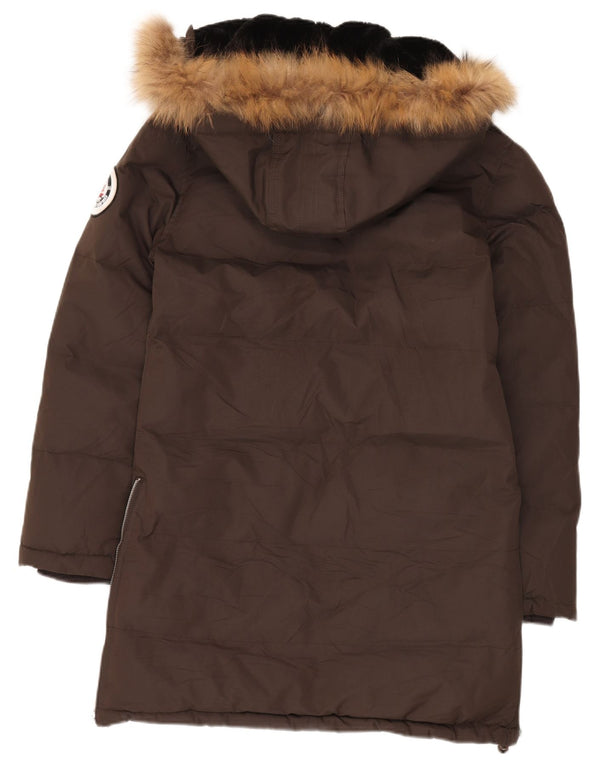 Geographical Norway Mens Hooded Padded Coat EU 38/40 Medium Brown Polyester
