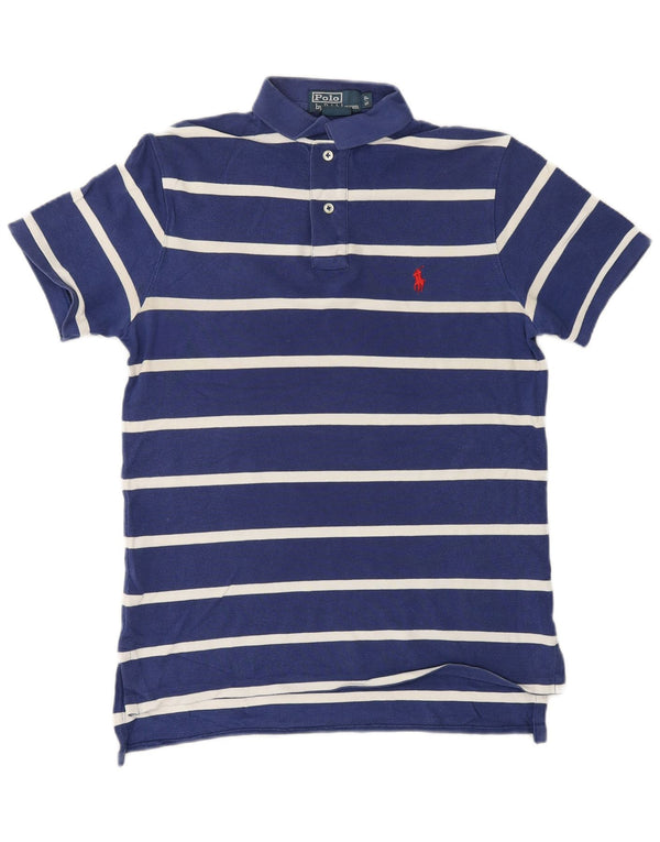 POLO RALPH LAUREN Mens Polo Shirt Small Navy Blue Striped Cotton
