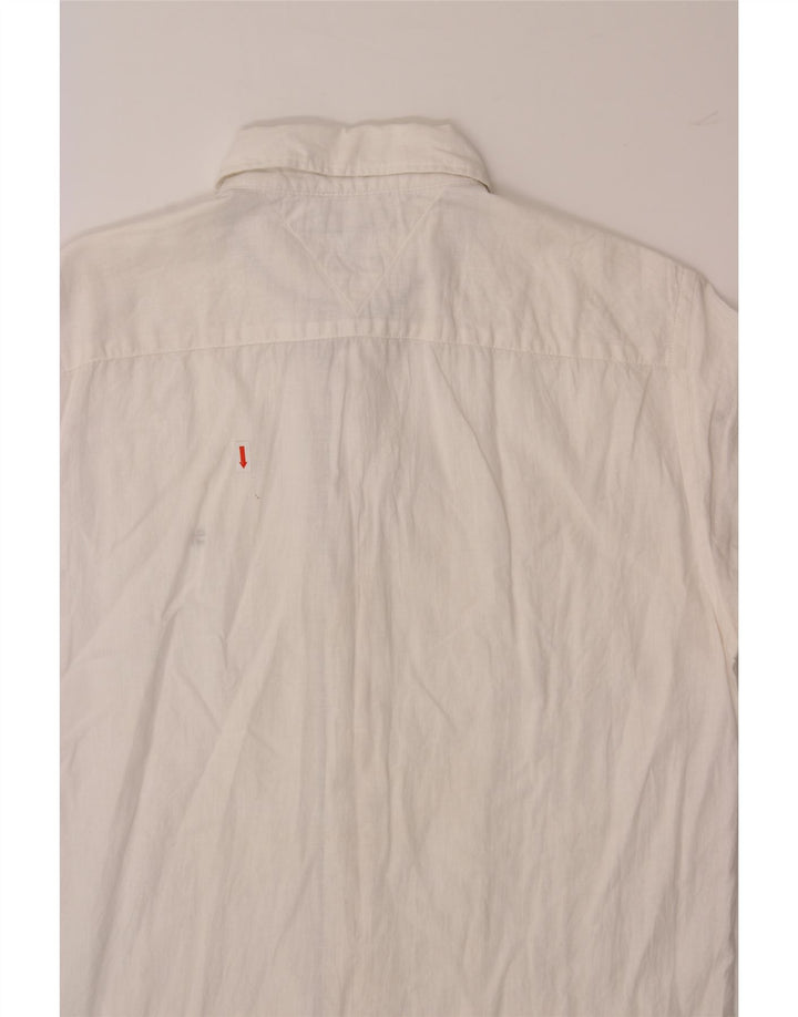 TOMMY HILFIGER Mens Short Sleeve Shirt Medium White Cotton Vintage Tommy Hilfiger and Second-Hand Tommy Hilfiger from Messina Hembry 