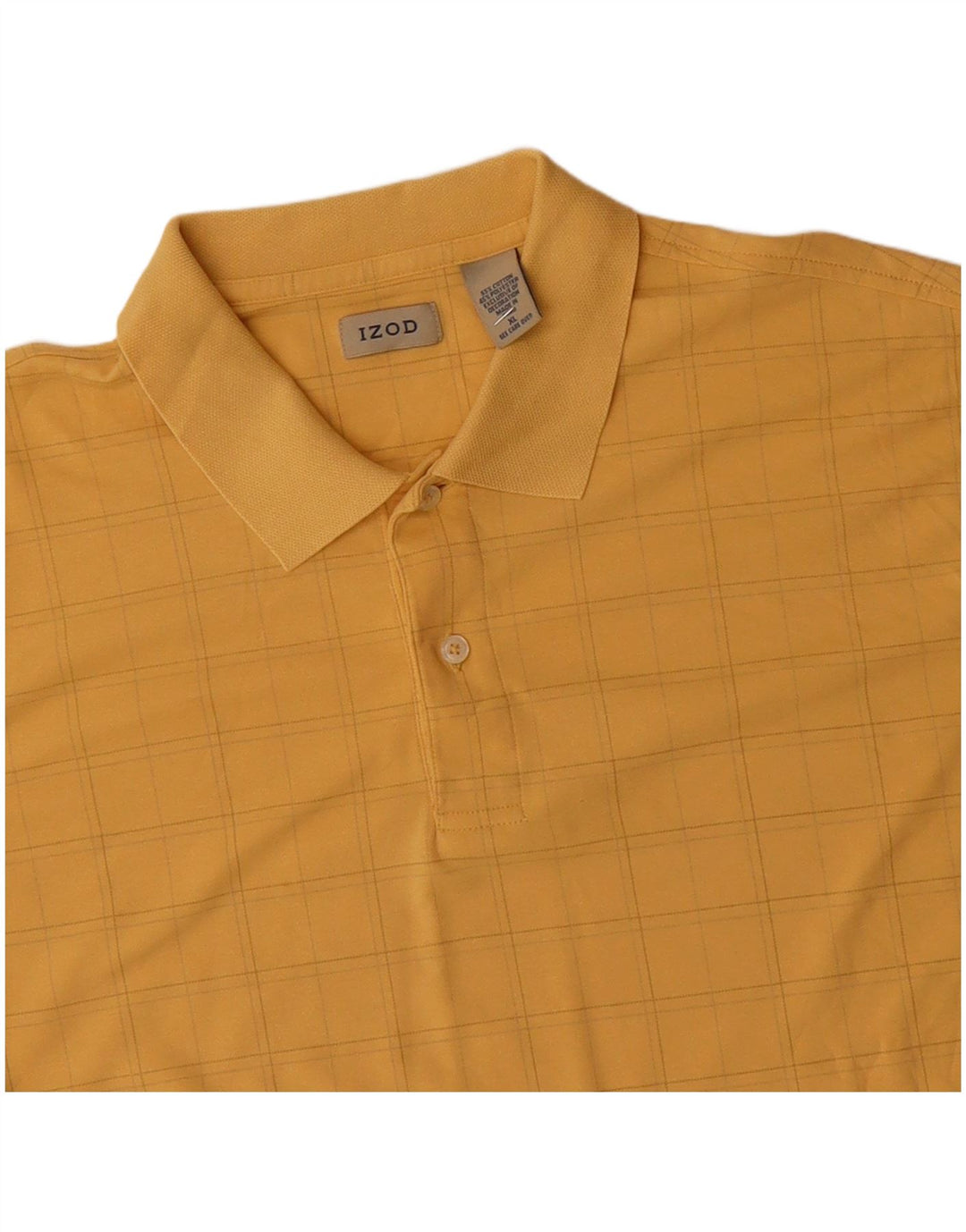 IZOD Mens Polo Shirt XL Yellow Check Cotton