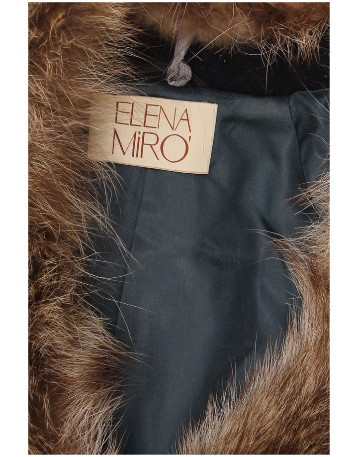 ELENA MIRO Womens Overcoat UK 16 Large Navy Blue Virgin Wool