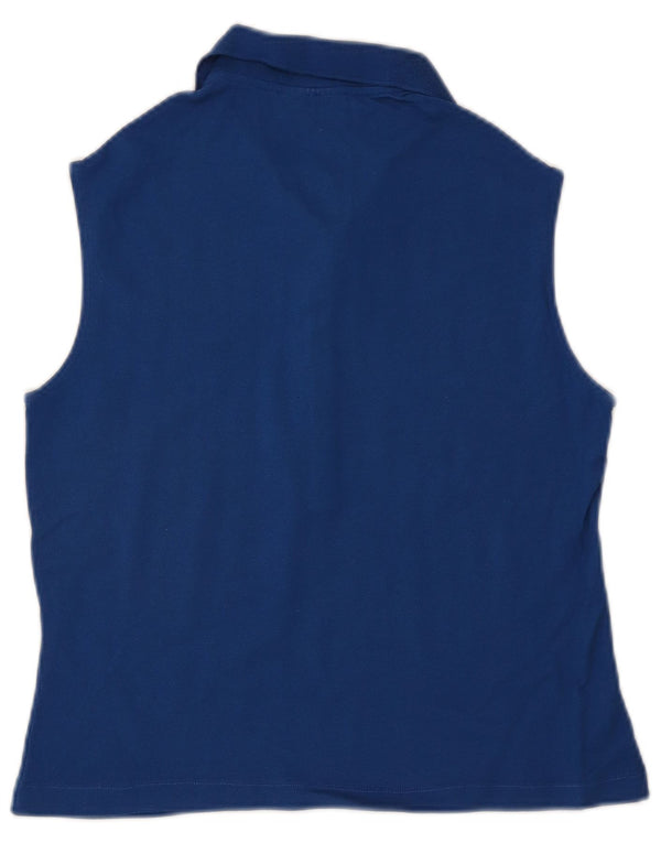 Lacoste Womens Sleeveless Slim Fit Polo Shirt Size 44 Large Blue