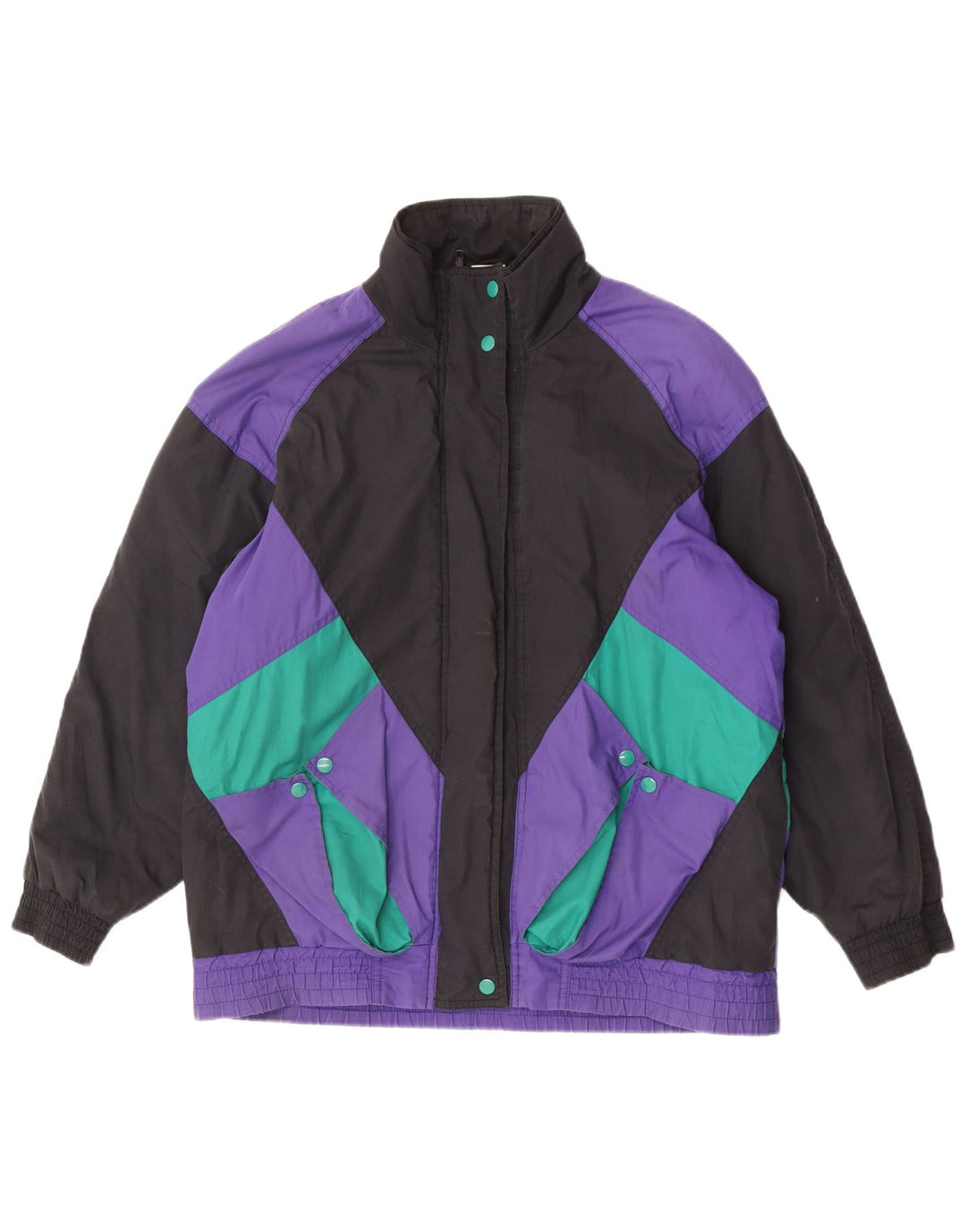 Vintage Womens Windbreaker Jacket UK 16 Large Multicoloured Colourblock