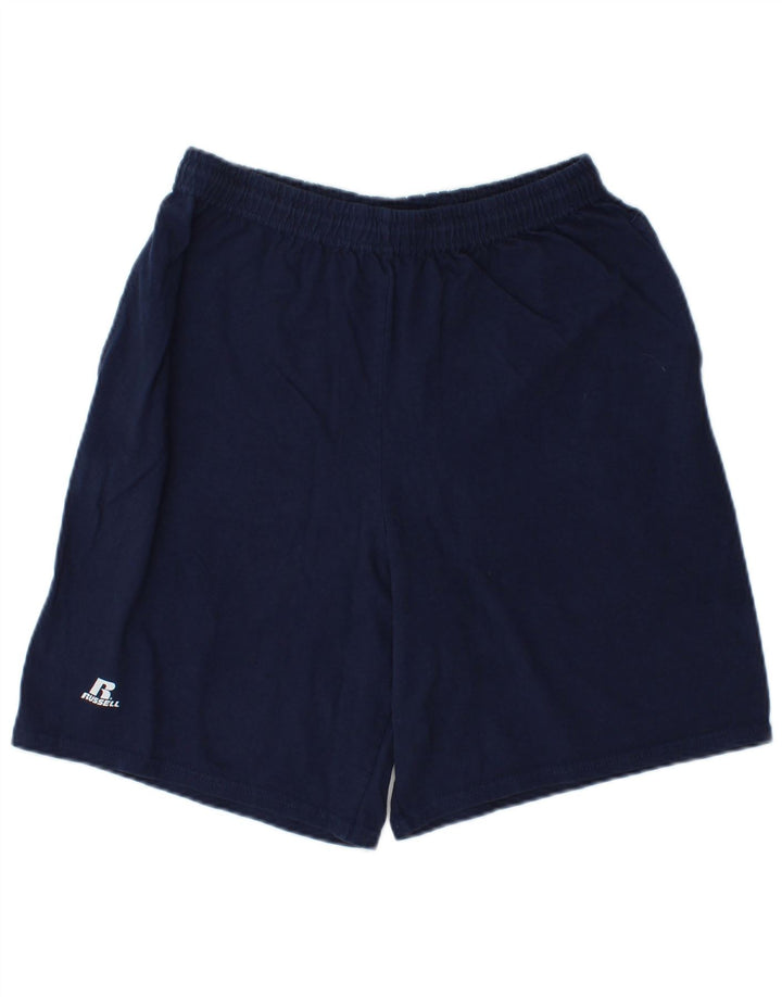 RUSSELL ATHLETIC Mens Sport Shorts Medium Navy Blue Cotton