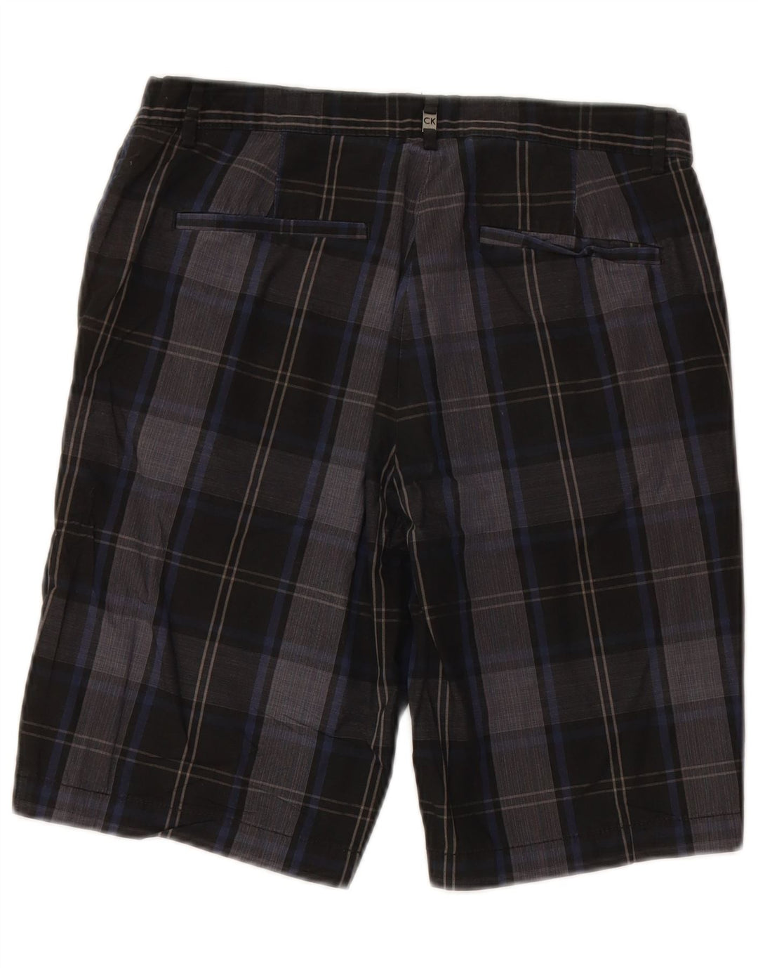CALVIN KLEIN Mens Chino Shorts W30 Medium Black Check Cotton