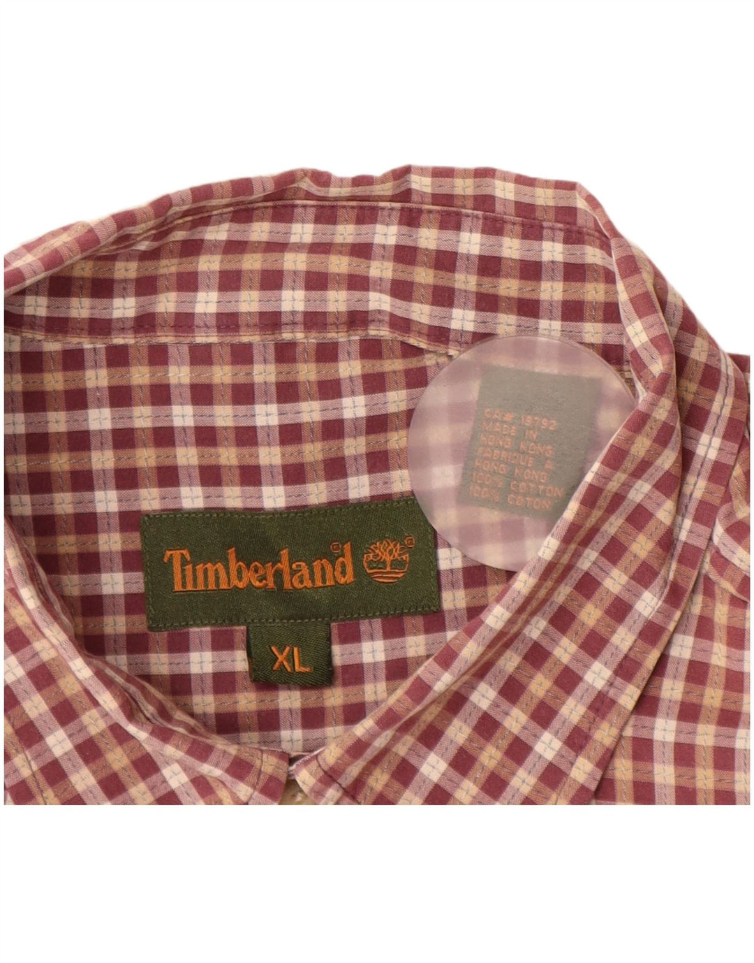 TIMBERLAND Mens Short Sleeve Shirt XL Burgundy Check Cotton
