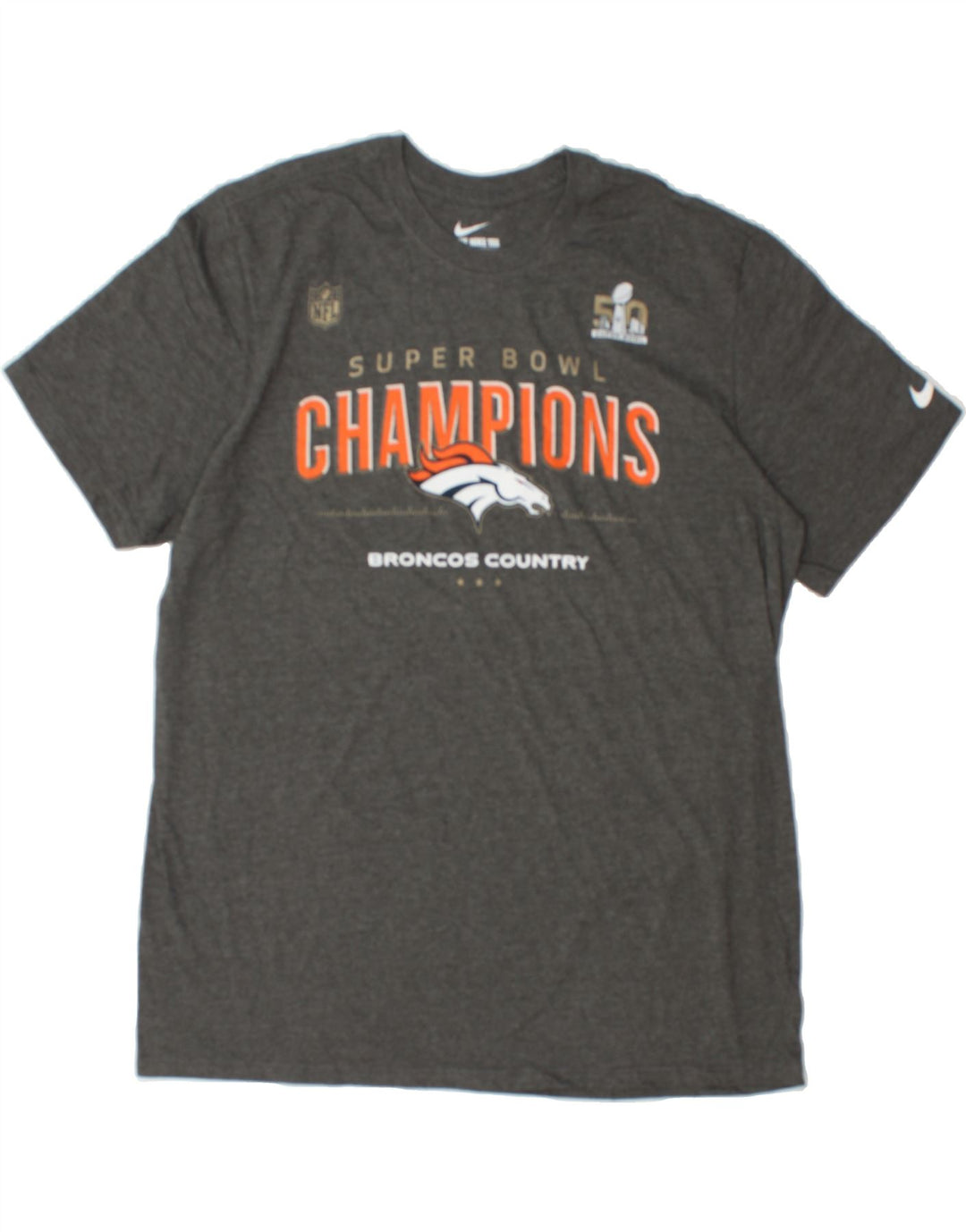 NIKE Mens Broncos Graphic T-Shirt Top XL Grey Vintage Nike and Second-Hand Nike from Messina Hembry 