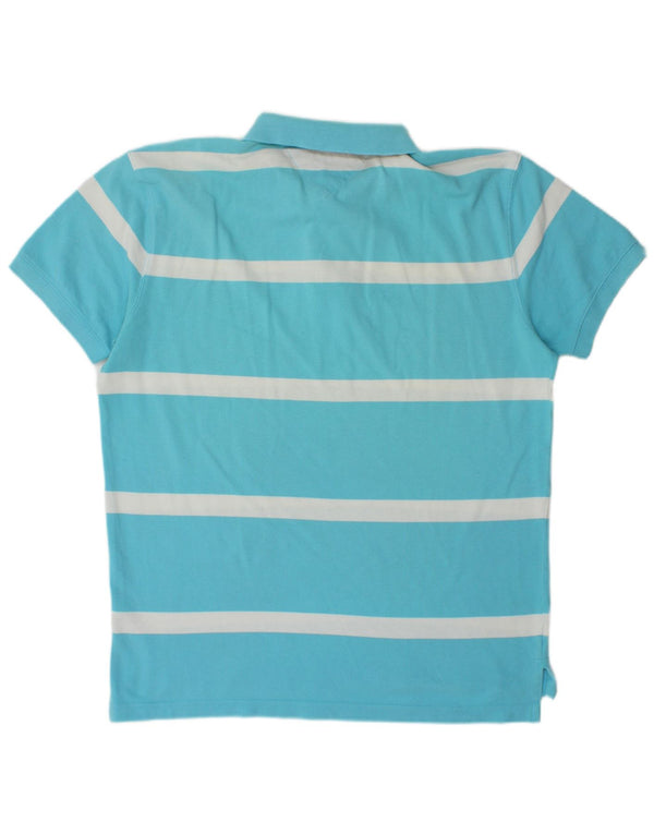 Tommy Hilfiger Mens Polo Shirt Large Blue Striped Cotton