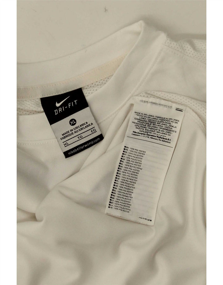 Nike Mens Dri Fit T-Shirt Top XL White Colourblock Polyester