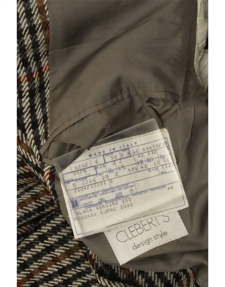 VINTAGE Mens 2 Button Blazer Jacket IT 50 Large Grey Houndstooth Wool