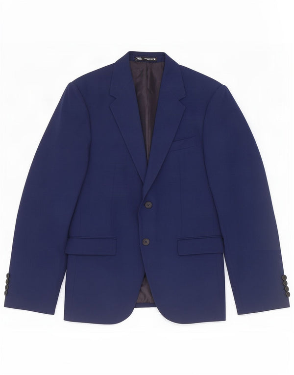 Zara Mens 2 Button Blazer Jacket EU 48 Medium Navy Blue