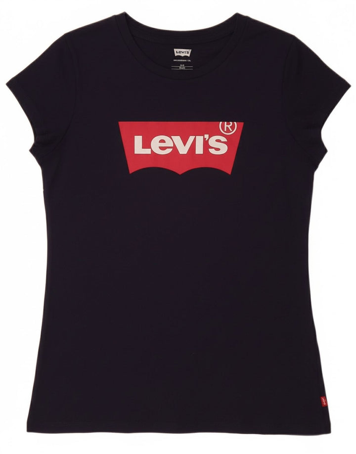 LEVI'S Girls Graphic T-Shirt Top 15-16 Years Navy Blue Cotton