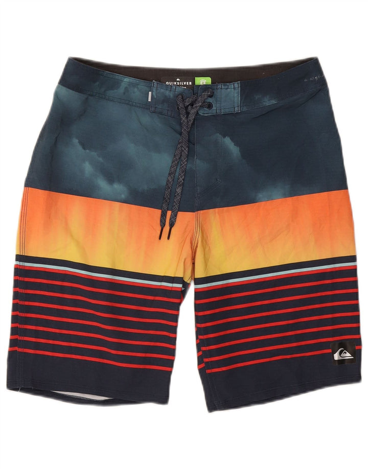Quiksilver Mens Swimming Shorts Medium Multicoloured Striped Polyester