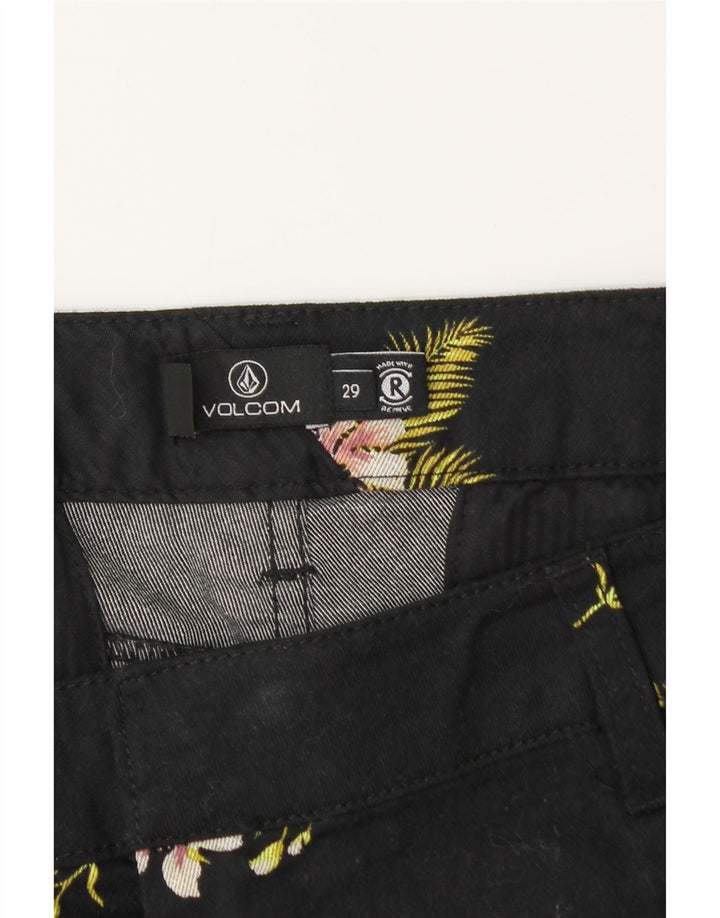 VOLCOM Womens Chino Shorts W29 Medium Black Floral Cotton