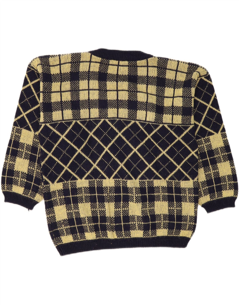 BETTY BARCLAY Mens V-Neck Jumper Sweater UK 36 Small Navy Blue Geometric Vintage Betty Barclay and Second-Hand Betty Barclay from Messina Hembry 