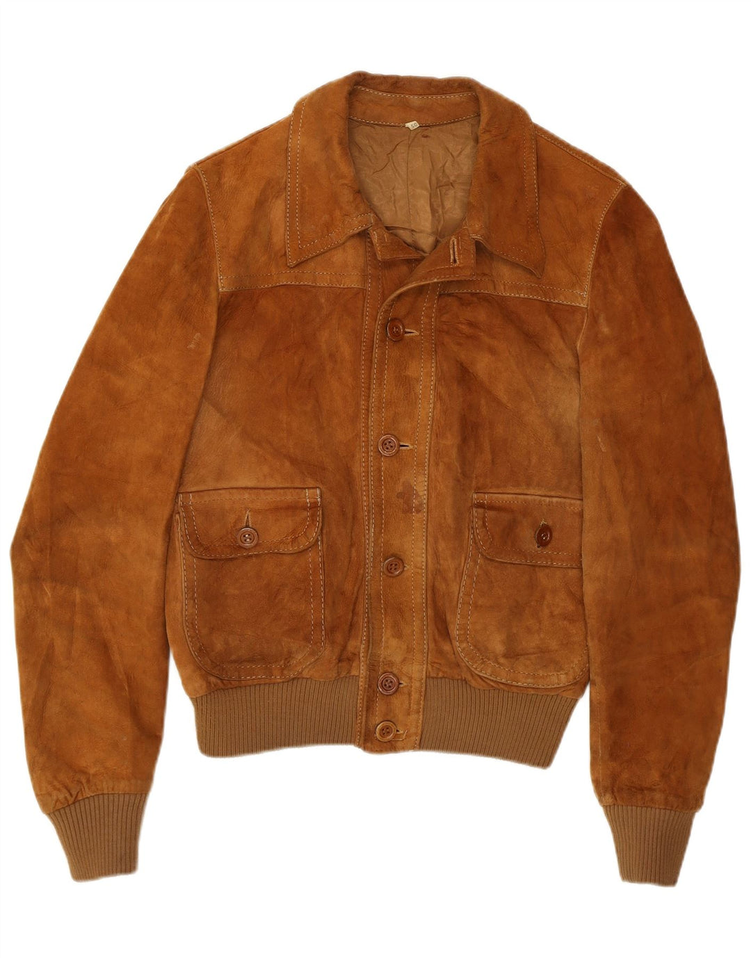 Vintage Womens Bomber Suede Jacket IT 50 Large Brown Leather