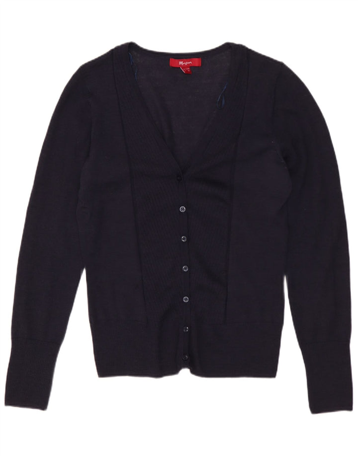 Monsoon Womens Cardigan Sweater UK 12 Medium Navy Blue Merino Wool